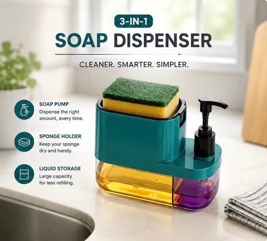 🧼 3-in-1 Kitchen Soap Dispenser — Cleaner. Smarter. Simpler.